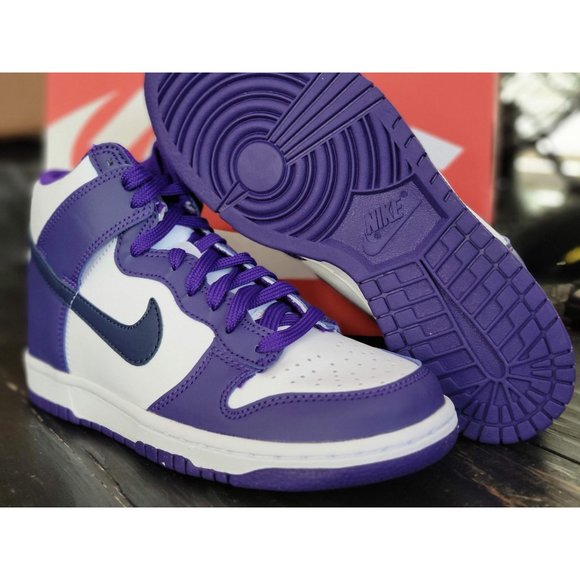 Nike Dunk High GS White/Purple/Black Sneakers DH9751-100 Girl 5y Women 6.5